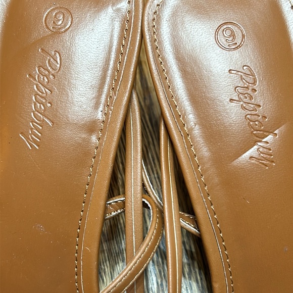 PiePieBuy Lace Up Square Flip Flop High Heels Strappy Color:Brown Size:9 NWOB - Picture 4 of 5